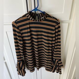 Striped Blouse with Bell Sleeves Flying Tomato L